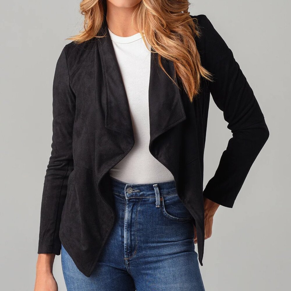 BB Dakota Faux Suede Black Slouchy Jacket, size M